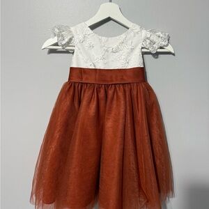 Azazie Ivory and Burnt Orange Lace Dress